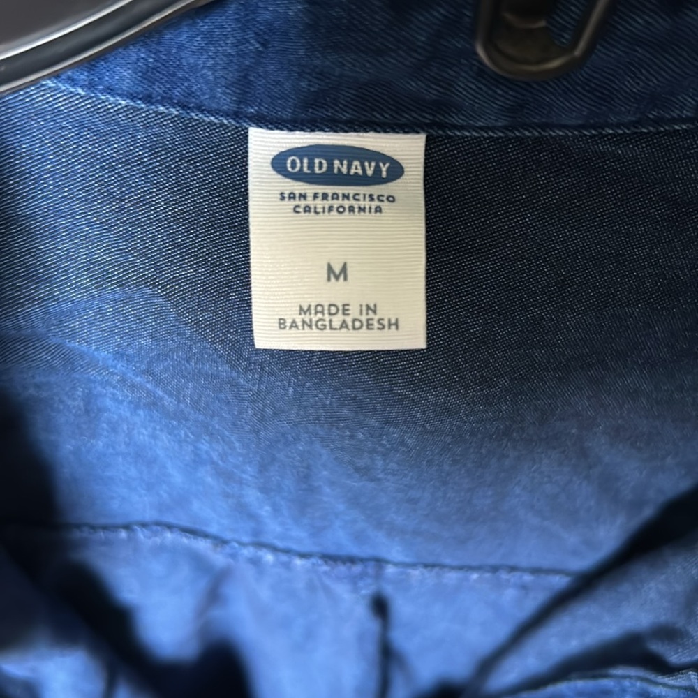 Old Navy Blue Casual Button Down dress with Classic Collar - Picture 2 of 3